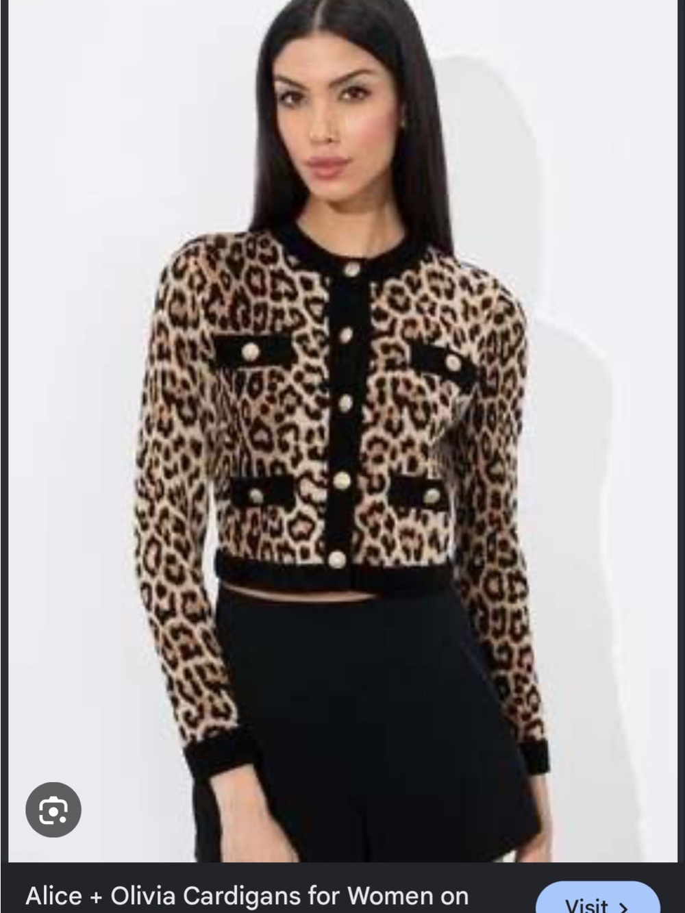 Alice + Olivia Claira Leopard Cropped Cardigan XS NWT